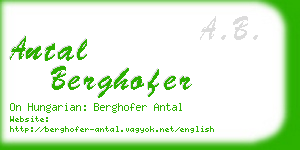 antal berghofer business card